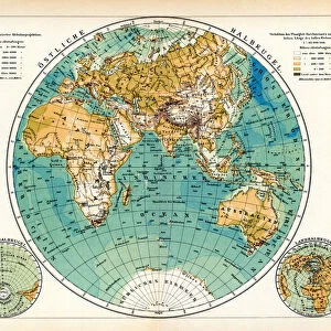 World map of Africa Europe Asia and Australia continent 1898