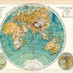 World map of Africa Europe Asia and Australia continent 1898