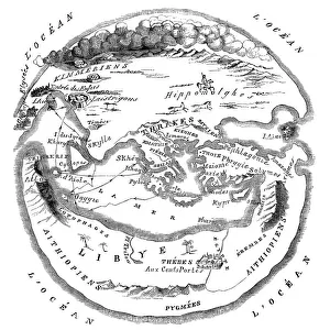 World map Mapa mundi after Homer 1000 B. C