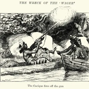 Wreak of HMS Wager - Cacique fires off the gun