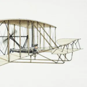 The Wright brothers 1903 Flyer plane, side view