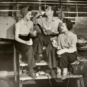 WW II aircraft workers having lunch WW II aircraft workers having lunch