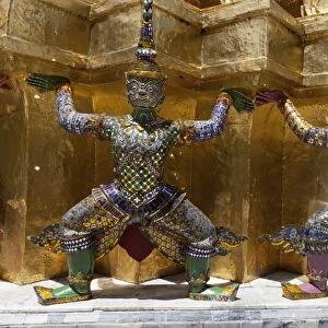 Yaksha statues at the golden chedi, Wat Phra Kaeo or Wat Phra Kaew, Grand Palace, Royal Palace, Bangkok, Thailand