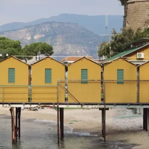 Yellow beach huts in Sorrento Yellow beach huts in Sorrento