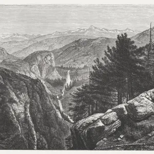 Yosemite National Park, USA, wood engraving, published in 1872