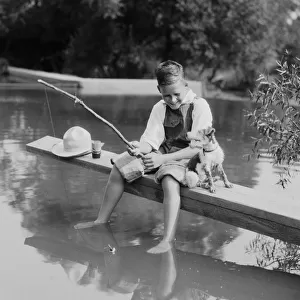 Young boy fishing
