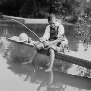 Young boy fishing