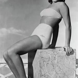 Young Marilyn Monroe in a Two-Piece Bathing Suit Print