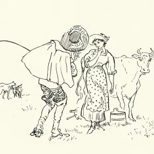 The young Squire flirting with the Milkmaid The young Squire flirting with the Milkmaid