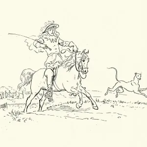 Young Squire out riding with his dog, Nursery Rhyme, The Milkmaid Young Squire out riding with his dog, Nursery Rhyme, The Milkmaid