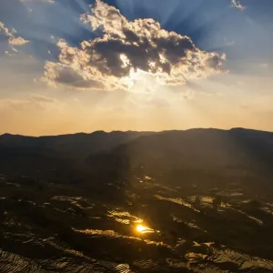 Yuanyang Rice Terraces Sunset Print Yuanyang Rice Terraces Sunset Print
