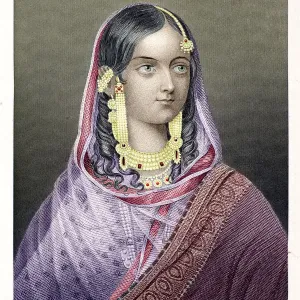 Colour engraving of Zenat Mahal Begum, Print Colour engraving of Zenat Mahal Begum, Print