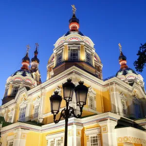 Zenkov cathedral in the evening, Almaty, Kazakhstan Zenkov cathedral in the evening, Almaty, Kazakhstan