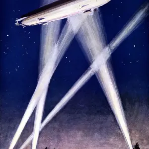 Zeppelin and searchlights Zeppelin and searchlights
