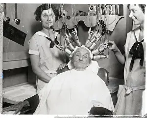 Hairdressing Prints: 100 Year Old Woman At Hair Dressers