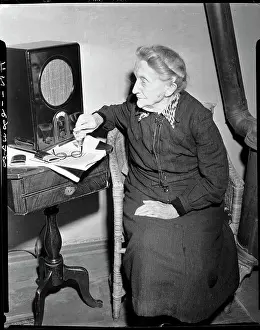 Centenarian Prints: 104-Year-Old Woman Next to Radio