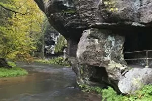 Edmundova Soutěska gorge, Kamenice river, autumn, Bohemian Switzerland, Czech Republic, Europe