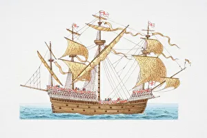 Dorling Kindersley Prints Gallery: The 1514 ship Henry Grace a Dieu, side view