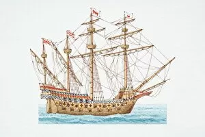 Dorling Kindersley Prints Gallery: The 1587 British ship Ark Royal, side view