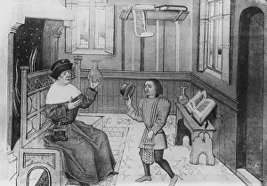 Everyday Scene Prints: 15th-Century French Manuscript Illumination Depicting Aesculap in His Room