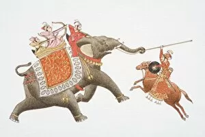 16th century Mogul warriors, side view