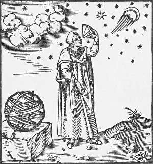 Astronomer Prints: 16th-Century Print of Claudius Ptolomy