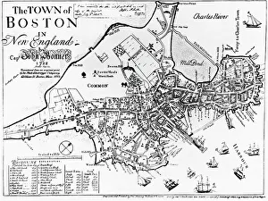 1722 Map of Boston Outlines Original City Layout. Art Prints