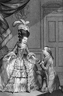 1777 Engraving of a Man Proposing to a Woman
