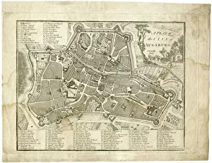 Text Gallery: 17th century city, plan of Augsburg, Germany