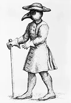 Public Health Prints: 17th-Century Illustration of a Doctor Wearing Protective Clothing