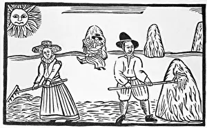 17th-Century Woodcut of Couples During Harvest