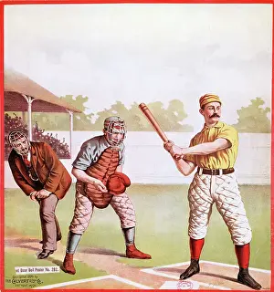Umpire Prints: 1890s Poster of a Baseball Player at Bat