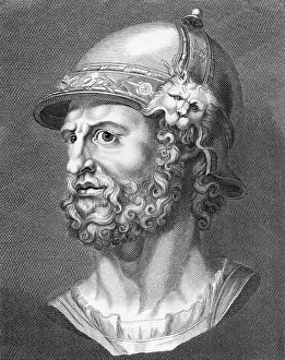 18th-Century Engraving of a Bust of Mars