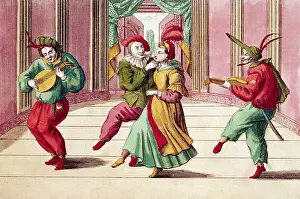 Jester Prints: 18th-Century Engraving of Commedia dell'arte Actors on Stage