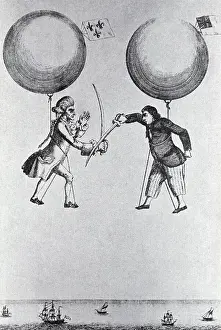 Challenge Prints: 18th-Century Engraving of a Duel in the Air