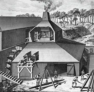 Furnace Prints: 18Th Century Iron Melting Furnace-Illus