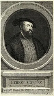 Medallion Motif Prints: 18th-Century Portrait of Hernan Cortez