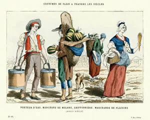 Images Dated 25th May 2017: 18th Century Water carrier, Mellon Merchant, pastry vendor