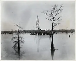 Louisiana Prints: 1910; The First Drill On A Lake