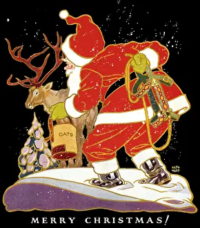 One Person Only Prints: 1920s DRAWING OF SANTA