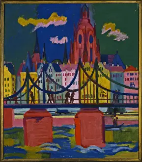 Prints of Bridge, 1926. Found in the collection of Kunstmuseum Bonn. (Photo by Fine Art Images/Heritage Images/Getty Images) Raw Rhythms: The Electric World of Ernst Ludwig Kirchner: 1926. Artist: Kirchner, Ernst Ludwig (1880-1938)