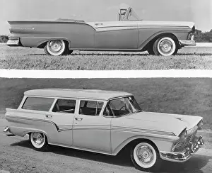 Dearborn Prints: 1957 Ford Sunliner Convertible and Country Sedan