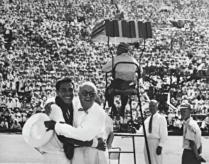 Prints of Peruvian-born American tennis player Alex Olmedo and American tennis official Perry T Jones The Grand Slam Gallery: 1958 Davis Cup - Challenge Round - Australia Vs United States
