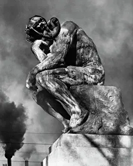 Mask Prints: 1970s BRONZE STATUE OF