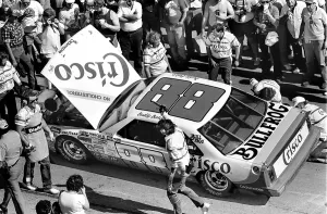 Prints of DAYTONA BEACH, FL - FEBRUARY 1986 Chasing Speed: Motorsport in Motion: 1986 Daytona 500 NASCAR race