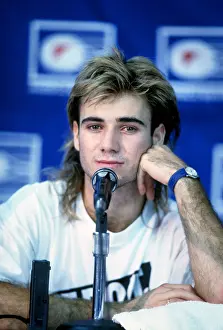 Prints of NEW YORK, NY - CIRCA 1988: Andre Agassi during the 1988 Nabisco Masters circa 1988 at Madison Square Garden in New York City. (Photo by PL Gould/IMAGES/Getty Images) The Grand Slam Gallery: 1988 Nabisco Masters