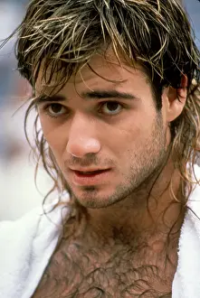 Prints of FLUSHING, NY - CIRCA 1989: Andre Agassi during the 1989 U.S. Open Tennis Tournament circa 1989 in Flushing, Queens. (Photo by Raoul/IMAGES/Getty Images) The Grand Slam Gallery: 1989 U.S. Open Tennis Tournament