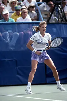 Prints of FLUSHING, NY - CIRCA 1989: Steffi Graf during the 1989 U.S. Open Tennis Tournament circa 1989 in Flushing, Queens. (Photo by Raoul/IMAGES/Getty Images) The Grand Slam Gallery: 1989 U.S. Open Tennis Tournament