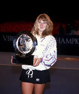 Prints of NEW YORK, NY - CIRCA 1989: Steffi Graf during the 1989 Virginia Slims Championships at Madison Square Garden circa 1989 in New York City. (Photo by S. Weiner/IMAGES/Getty Images) The Grand Slam Gallery: 1989 Virginia Slims Championships