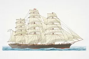Images Dated 19th June 2006: 19th century clipper ship at sea